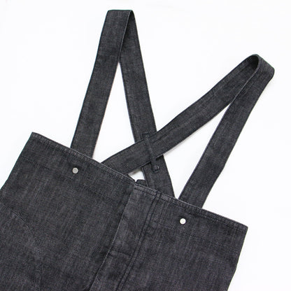 コットン デニム ハイウエスト ジャンパースカート / ロング丈 Aライン スリット