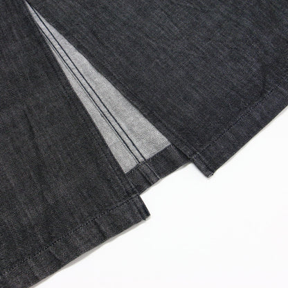 コットン デニム ハイウエスト ジャンパースカート / ロング丈 Aライン スリット