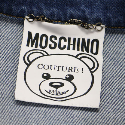 テディベア ワッペン デニム ジャケット / Gジャン 長袖 クロップド丈 コンパクト ストレッチ コットン