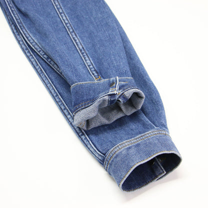 テディベア ワッペン デニム ジャケット / Gジャン 長袖 クロップド丈 コンパクト ストレッチ コットン