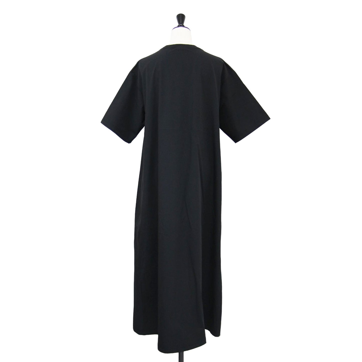 半袖 ナイロン ジップ ワンピース / SHORT SLEEVE DRESS ロング丈 Aライン ストレッチ