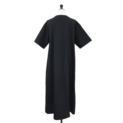 半袖 ナイロン ジップ ワンピース / SHORT SLEEVE DRESS ロング丈 Aライン ストレッチ