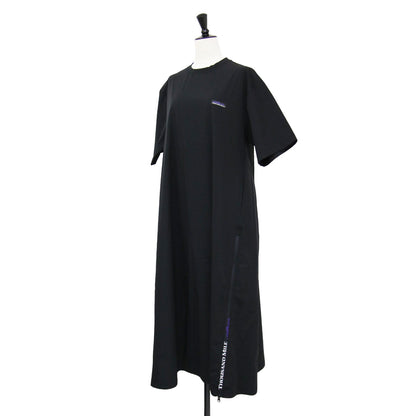 半袖 ナイロン ジップ ワンピース / SHORT SLEEVE DRESS ロング丈 Aライン ストレッチ