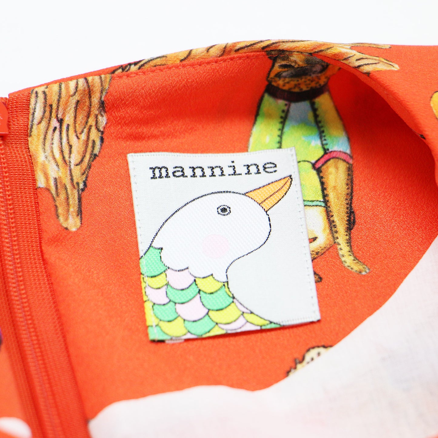 総柄 丸襟 ワンピース / 長袖 ミディ丈 プリント ストレッチ