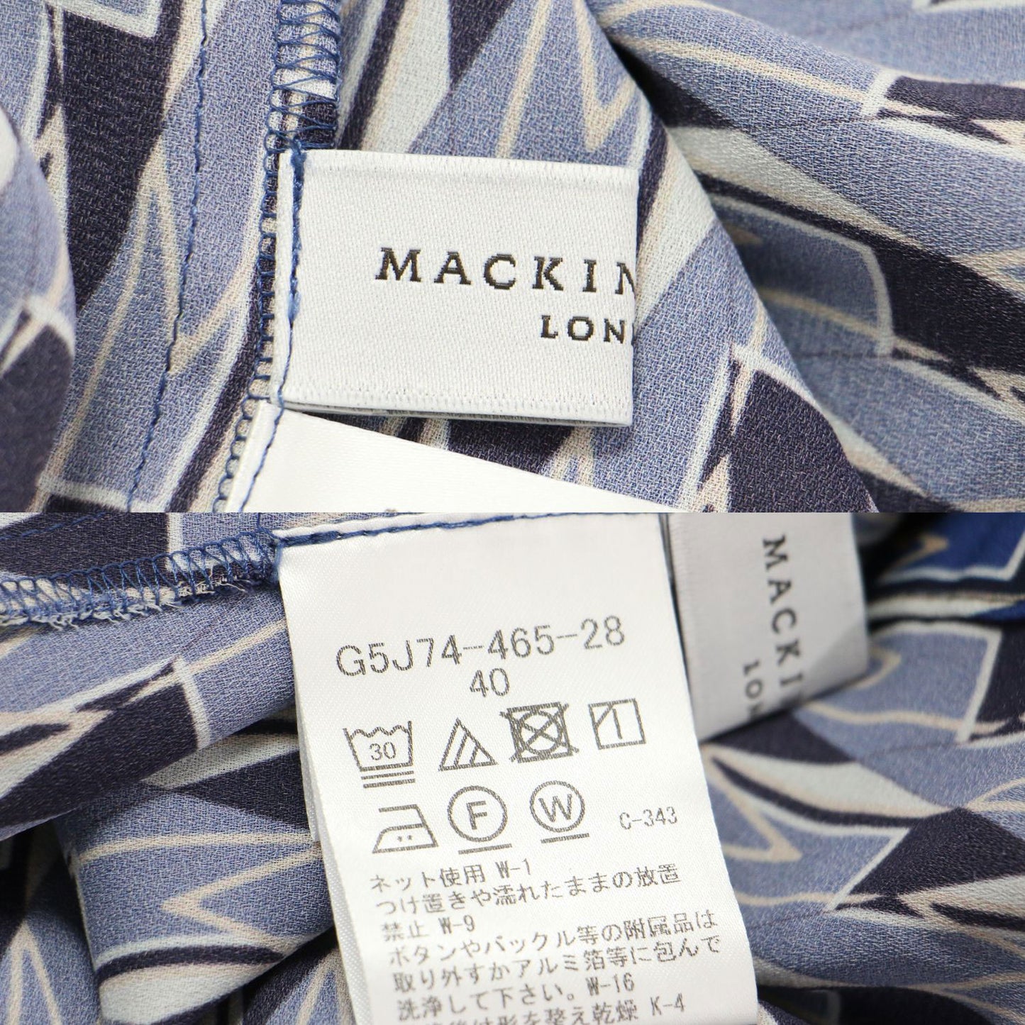 24秋冬 Mダイヤモン ドシェイプ パターン プリント ワンピース / ドレス 長袖 ミディ丈 ボウタイ リボン フレア タック 総柄