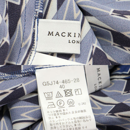 24秋冬 Mダイヤモン ドシェイプ パターン プリント ワンピース / ドレス 長袖 ミディ丈 ボウタイ リボン フレア タック 総柄