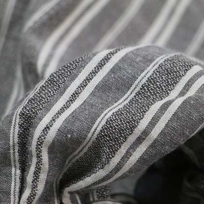 サイドオープン ストライプ ドロスト ワンピース / ロング丈 半袖 パフスリーブ