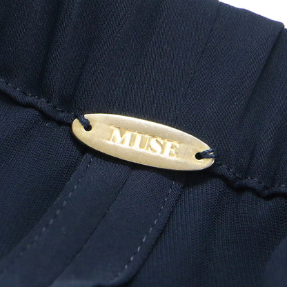 サテン タック ワイド パンツ / イージーパンツ フレア ウエストゴム