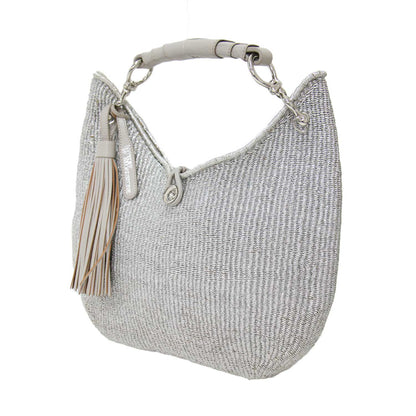 レザー メタリック ワンショルダー カゴバッグ / Hybrid Basket Metallic ハンドバッグ リネン タッセル