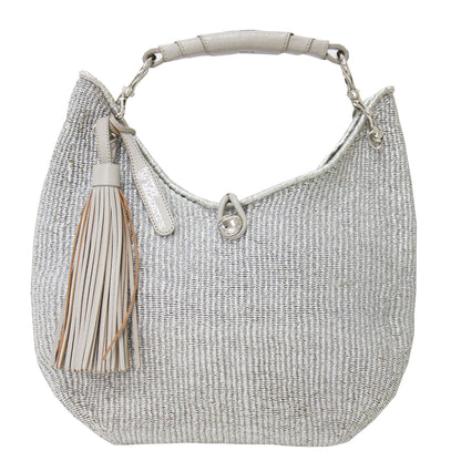レザー メタリック ワンショルダー カゴバッグ / Hybrid Basket Metallic ハンドバッグ リネン タッセル