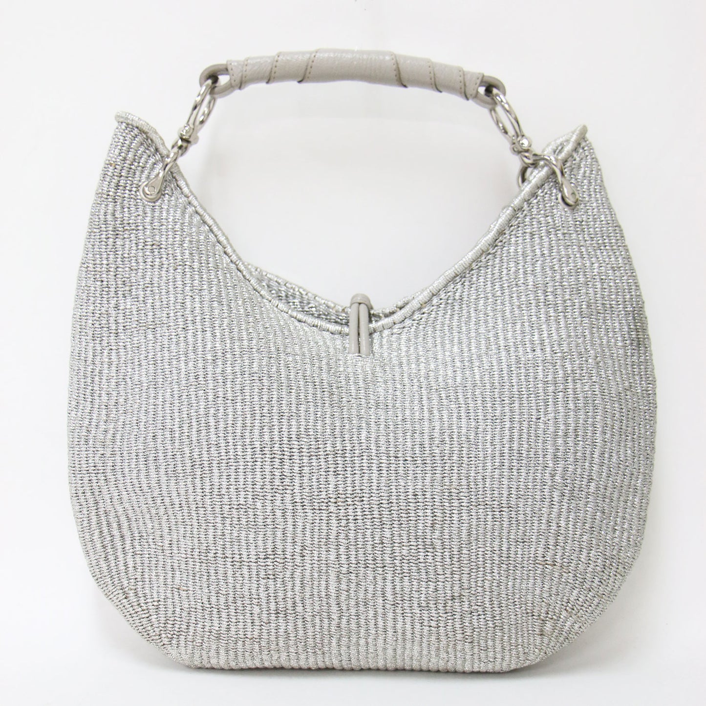 レザー メタリック ワンショルダー カゴバッグ / Hybrid Basket Metallic ハンドバッグ リネン タッセル