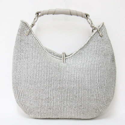 レザー メタリック ワンショルダー カゴバッグ / Hybrid Basket Metallic ハンドバッグ リネン タッセル
