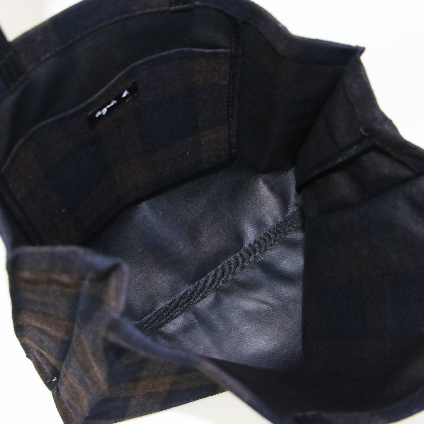 ウール チェック トートバッグ RAX05-01 / ハンドバッグ スクエア ロゴ 刺繍 牛革