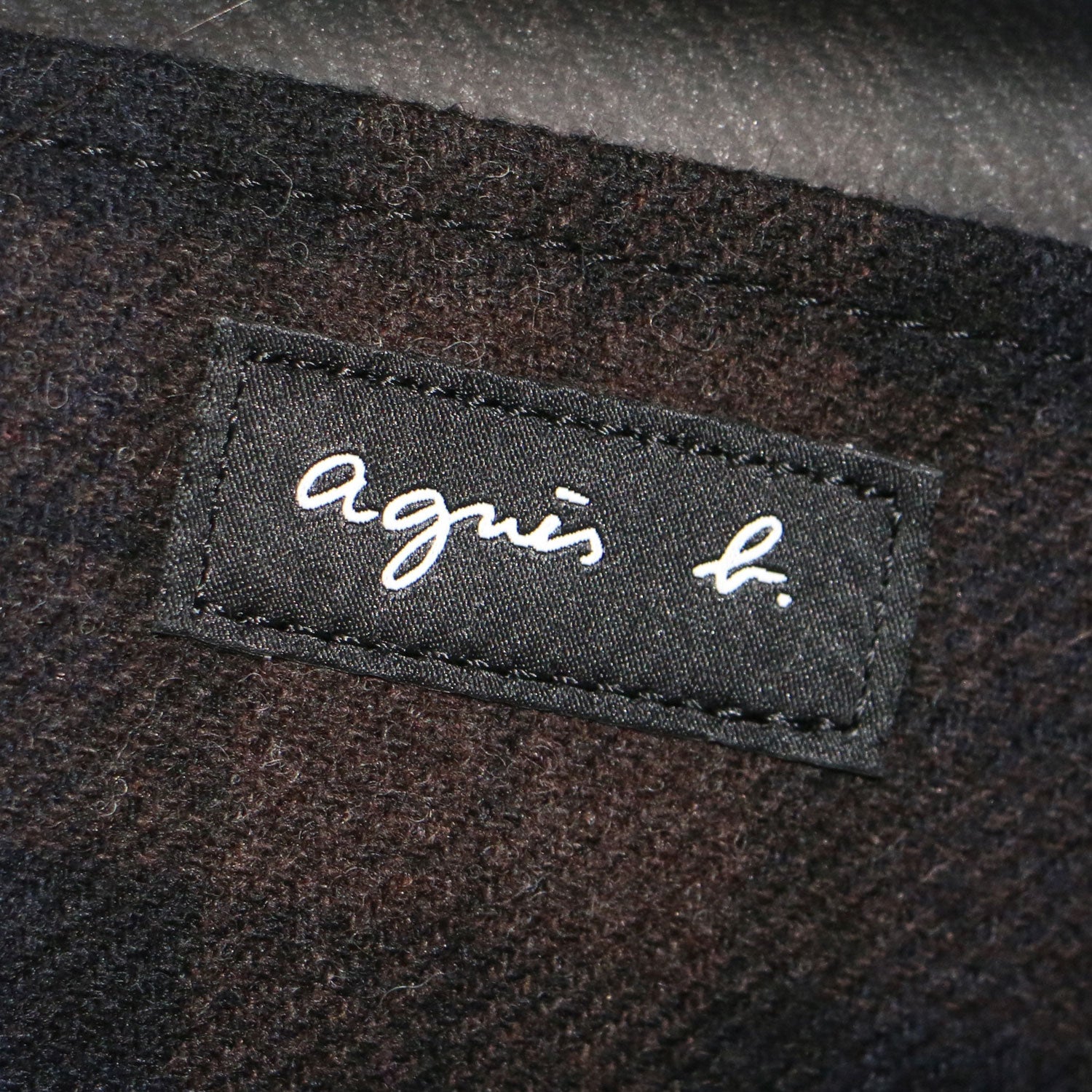 agnes b. アニエスベー バッグ ネイビー ブラウン / ウール チェック トートバッグ RAX05-01 / ハンドバッグ スクエア ロゴ 刺繍 牛革 / ブランド カバン【レディース】【中古】【K4500】 agnes b. (アニエスベー) ウール チェック トートバッグ RAX05-01