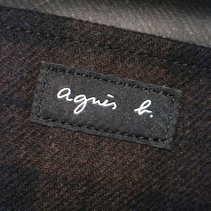 ウール チェック トートバッグ RAX05-01 / ハンドバッグ スクエア ロゴ 刺繍 牛革