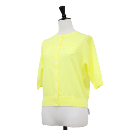 ファインポリエステル ハーフスリーブ ポケット カーディガン / ニット 5分袖 ストレッチ 定番