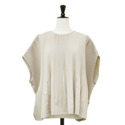 プリーツ ワイド プルオーバー / ブラウス ノースリーブ ノーカラー ドロップショルダー