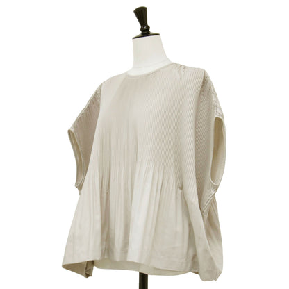 プリーツ ワイド プルオーバー / ブラウス ノースリーブ ノーカラー ドロップショルダー