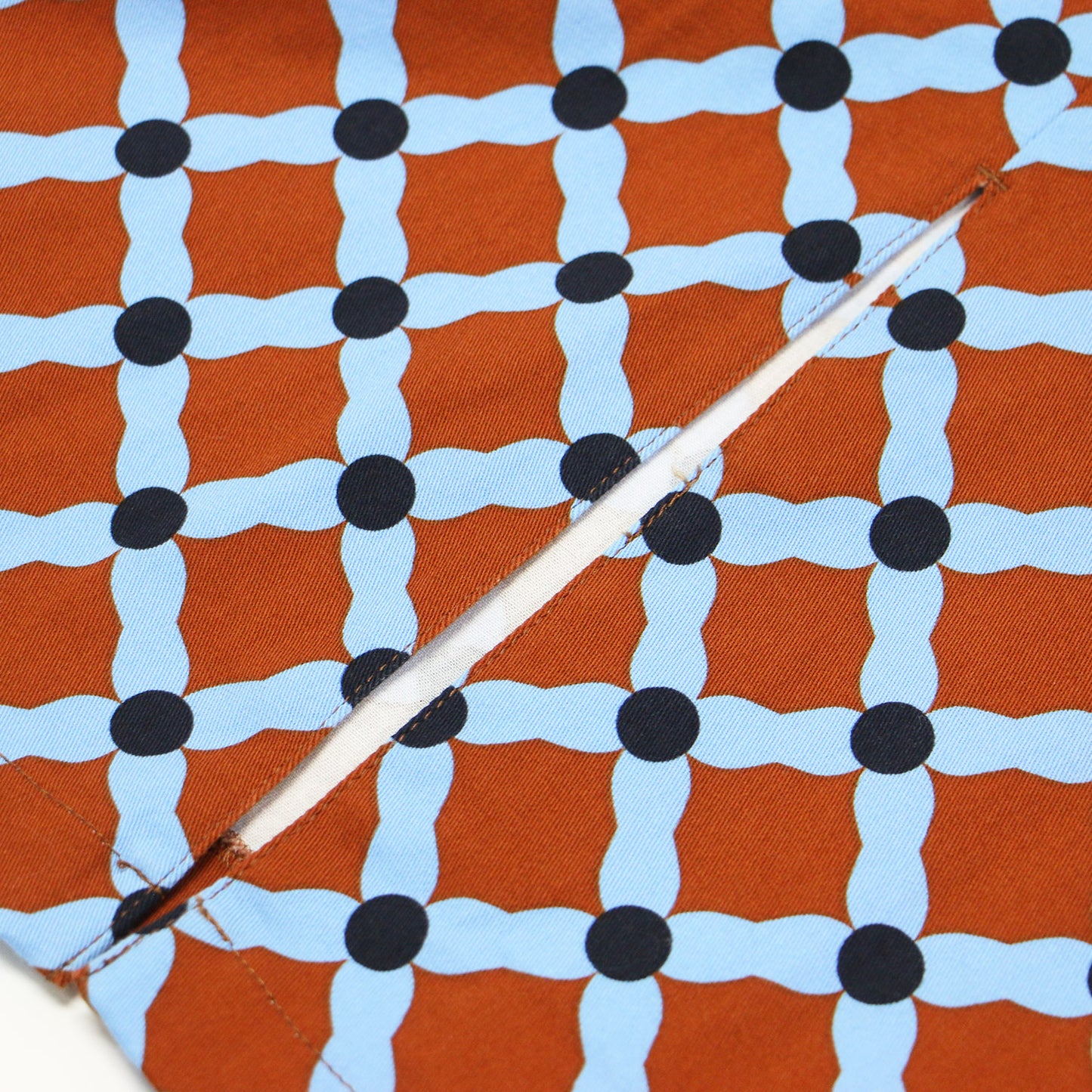 22春夏 ダイヤゴナル プリント マーメイドスカート / タイト ミモレ丈 スリット 総柄 コットン