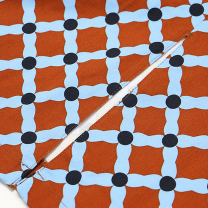 22春夏 ダイヤゴナル プリント マーメイドスカート / タイト ミモレ丈 スリット 総柄 コットン