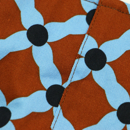 22春夏 ダイヤゴナル プリント マーメイドスカート / タイト ミモレ丈 スリット 総柄 コットン