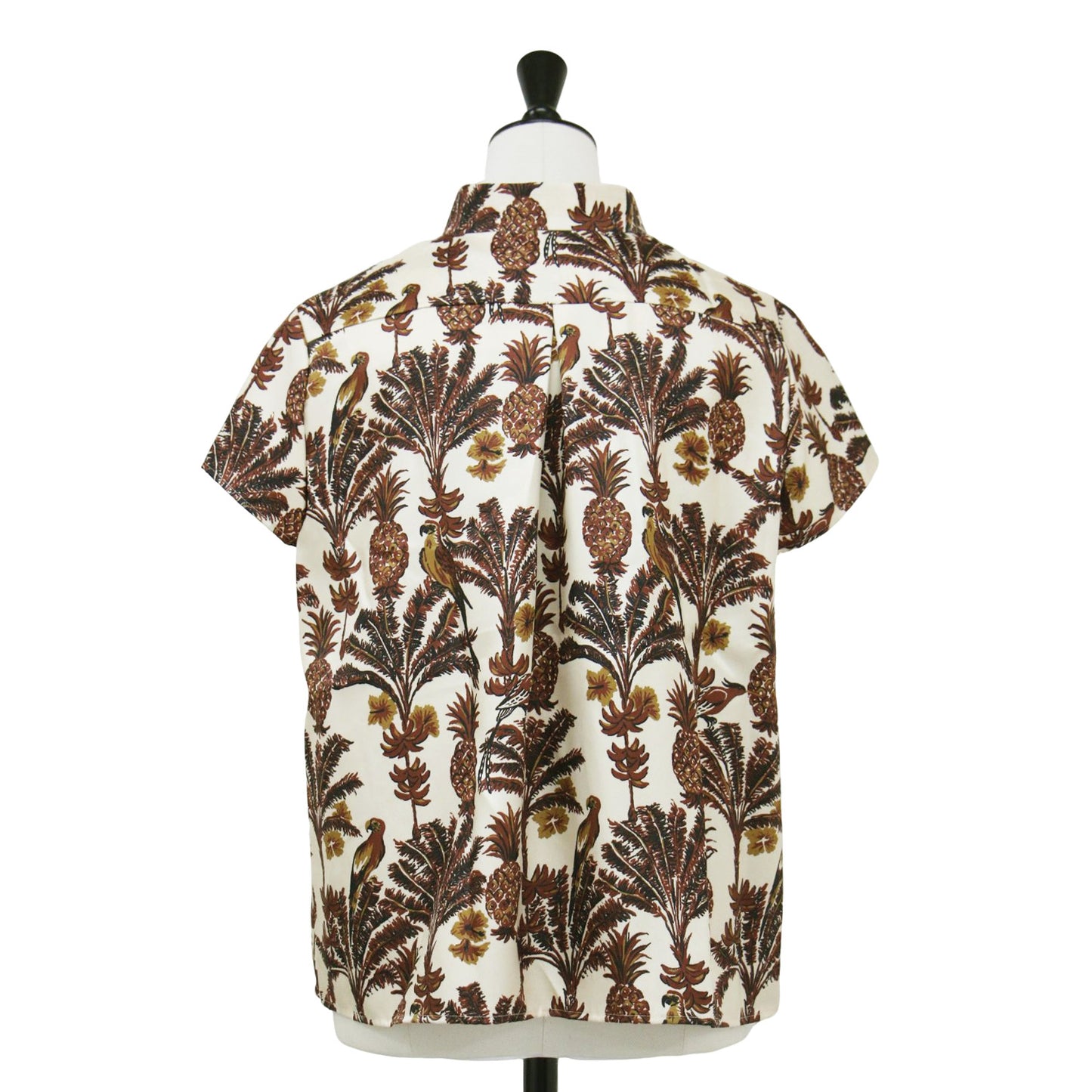 プリント チャイナ ブラウス / ISLAND WALL シャツ ショート丈 半袖 総柄