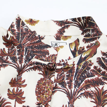 プリント チャイナ ブラウス / ISLAND WALL シャツ ショート丈 半袖 総柄