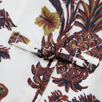 プリント チャイナ ブラウス / ISLAND WALL シャツ ショート丈 半袖 総柄