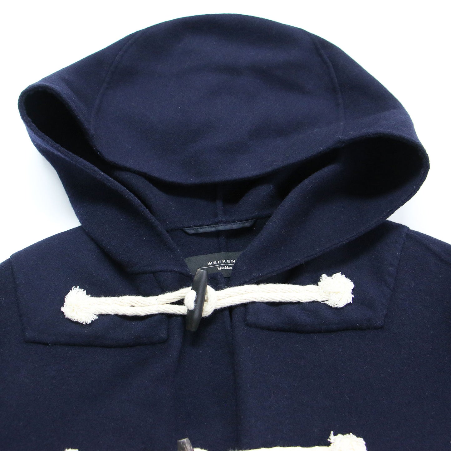フード付き ショート ダッフルコート / ジャケット 長袖 クロップド丈 ワイド ウール