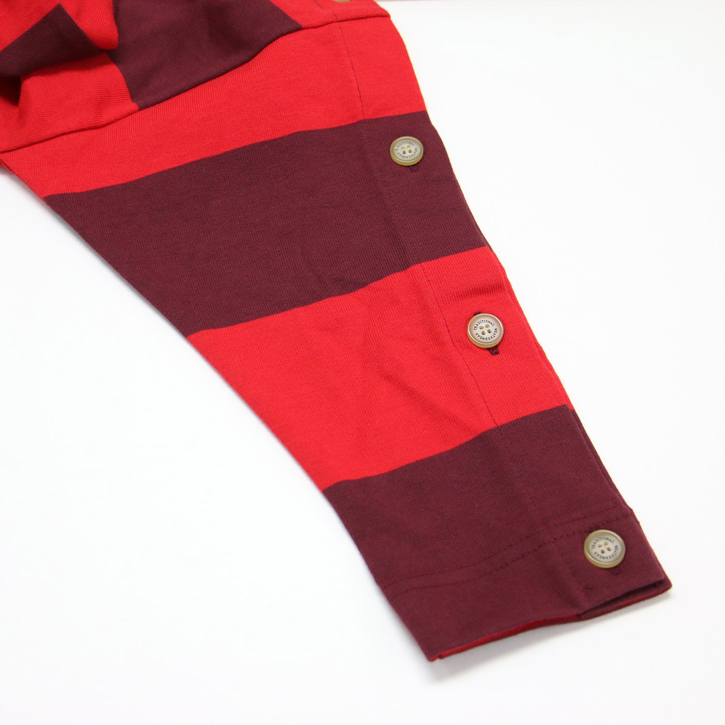 袖釦 ボーダー カットソー / Tシャツ 長袖 ボートネック ワイドシルエット コットン