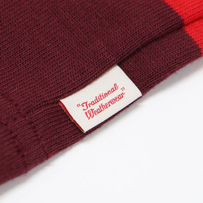 袖釦 ボーダー カットソー / Tシャツ 長袖 ボートネック ワイドシルエット コットン