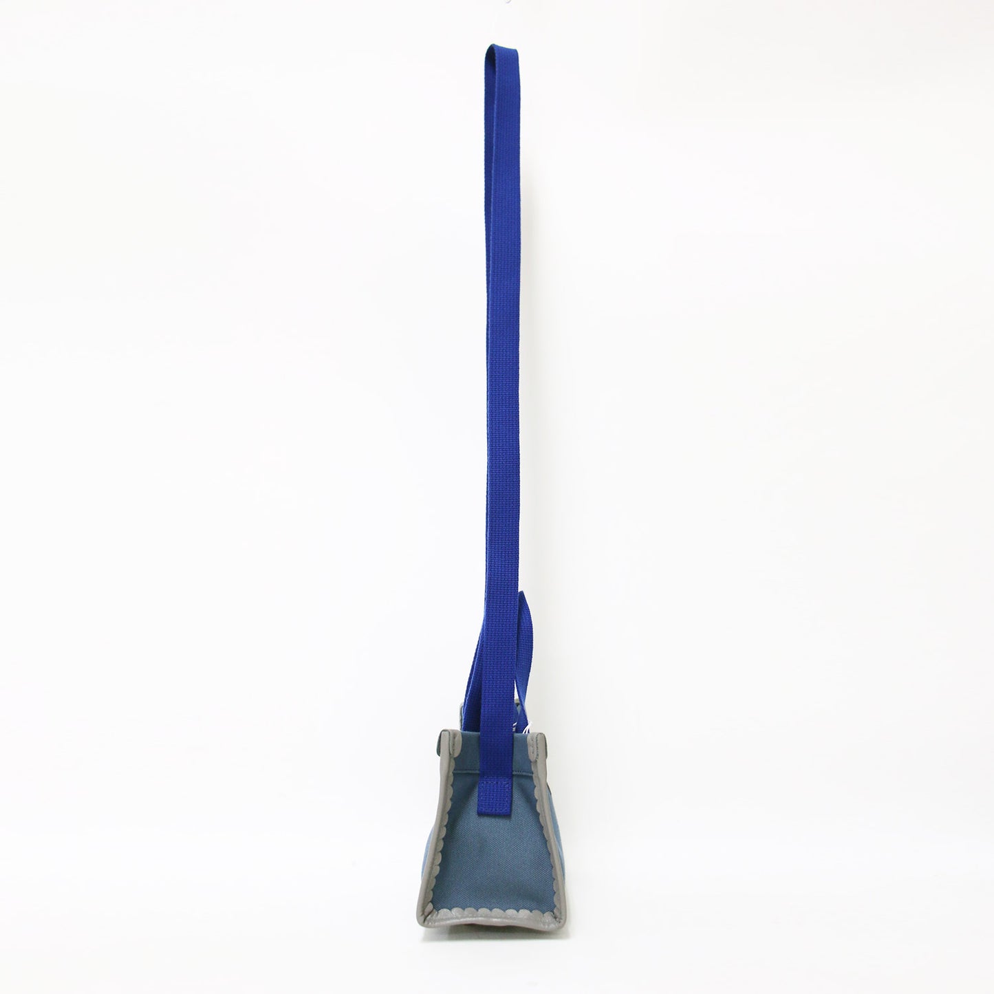 スカラップ 2WAY ミニ トートバッグ / ショルダーバッグ コットン レザー