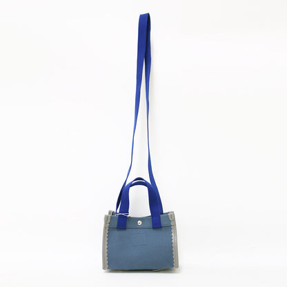 スカラップ 2WAY ミニ トートバッグ / ショルダーバッグ コットン レザー