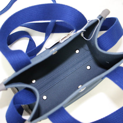 スカラップ 2WAY ミニ トートバッグ / ショルダーバッグ コットン レザー