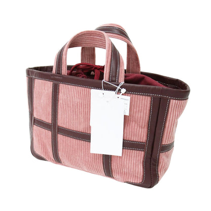 レザートリム コーデュロイ トートバッグ / ハンドバッグ コットン 牛革