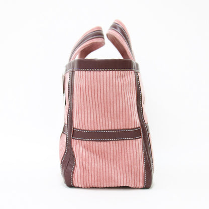 レザートリム コーデュロイ トートバッグ / ハンドバッグ コットン 牛革