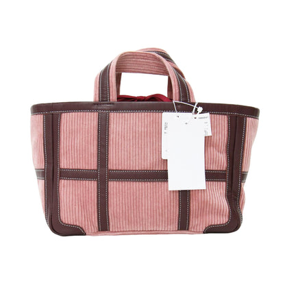 レザートリム コーデュロイ トートバッグ / ハンドバッグ コットン 牛革