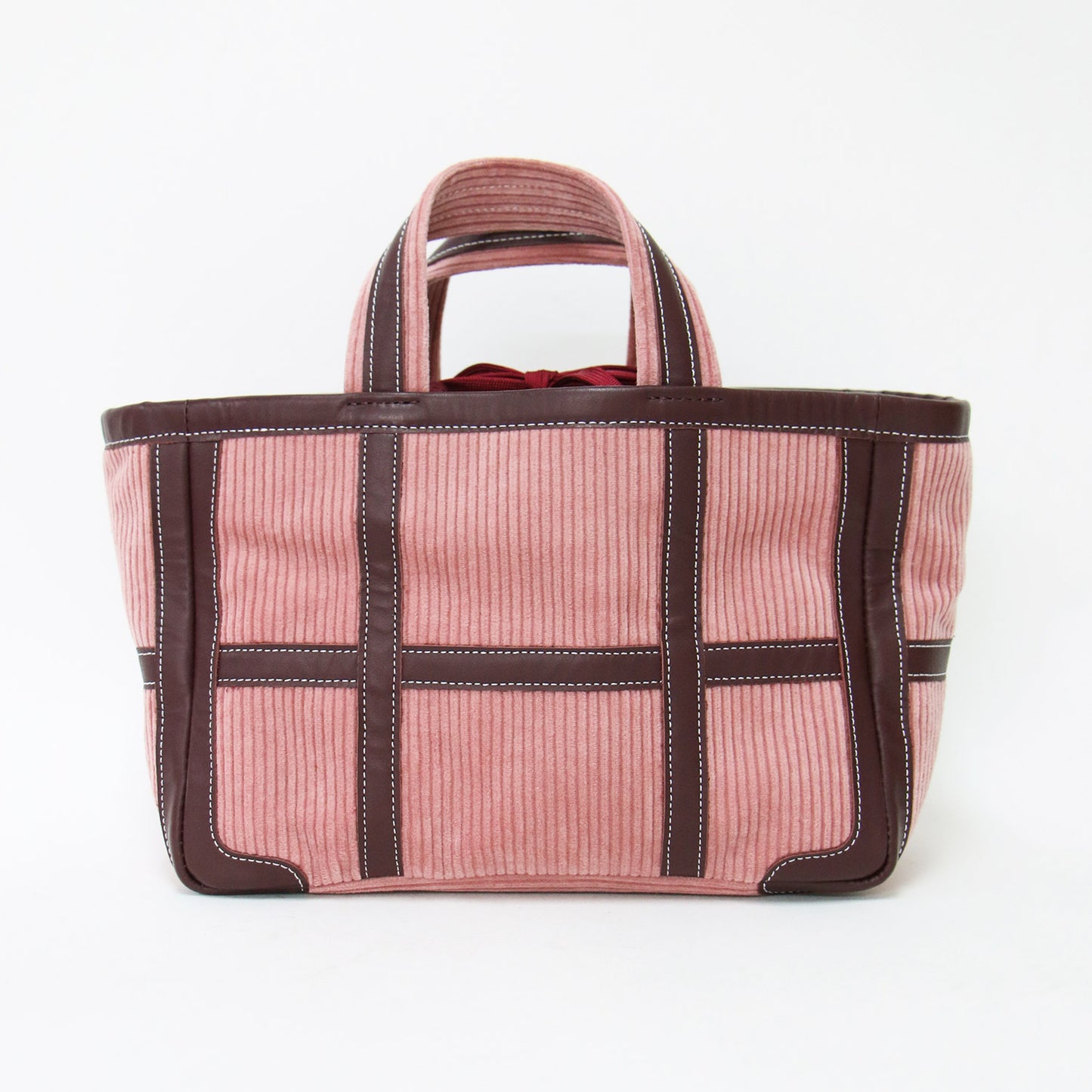レザートリム コーデュロイ トートバッグ / ハンドバッグ コットン 牛革
