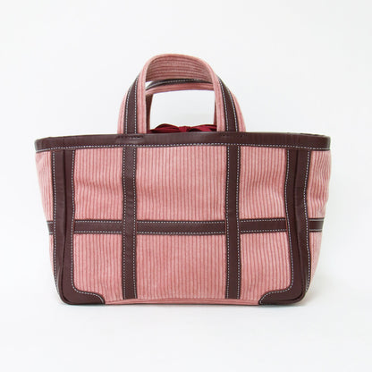 レザートリム コーデュロイ トートバッグ / ハンドバッグ コットン 牛革