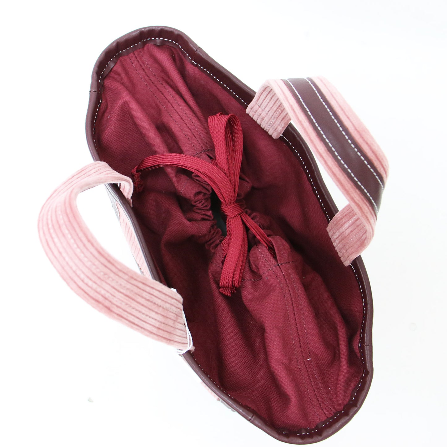 レザートリム コーデュロイ トートバッグ / ハンドバッグ コットン 牛革