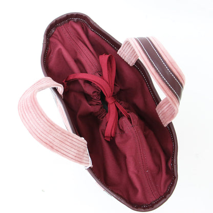 レザートリム コーデュロイ トートバッグ / ハンドバッグ コットン 牛革