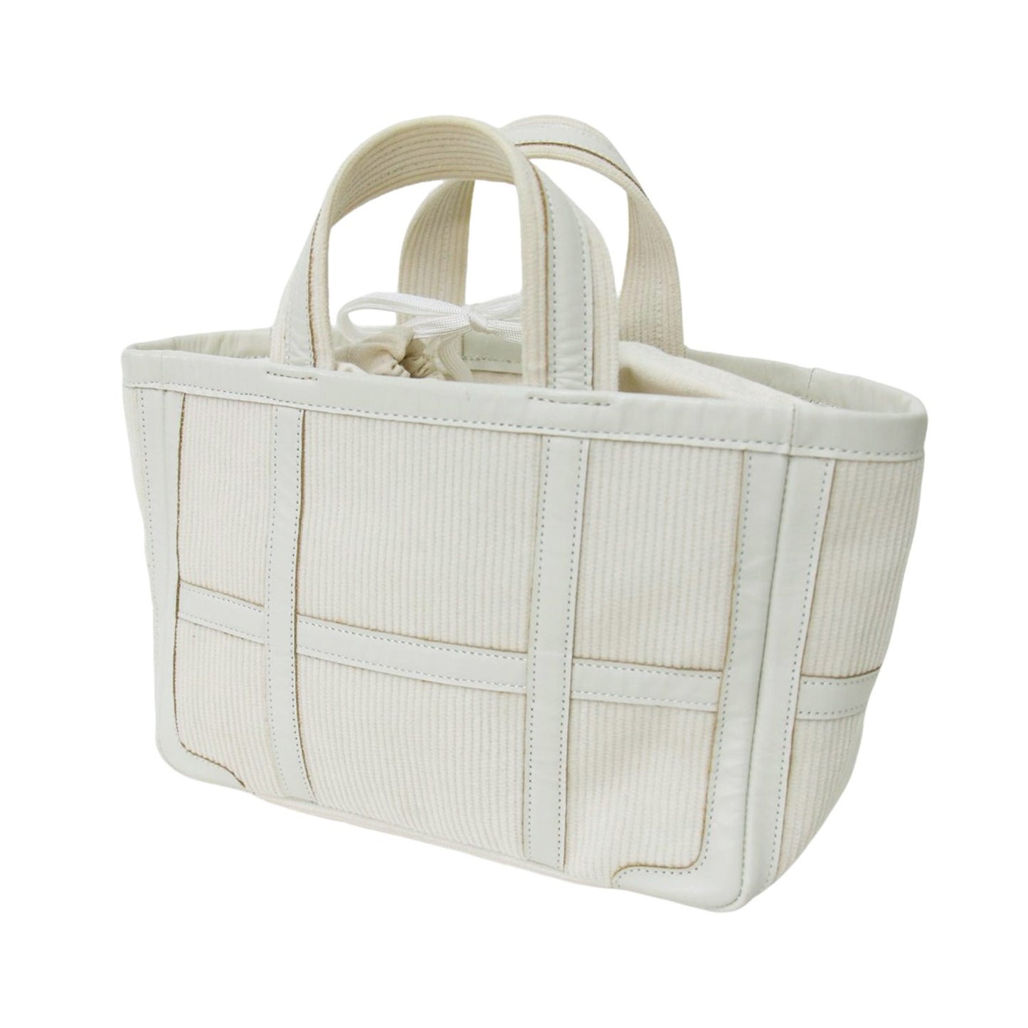 レザートリム コーデュロイ トートバッグ / ハンドバッグ コットン 牛革