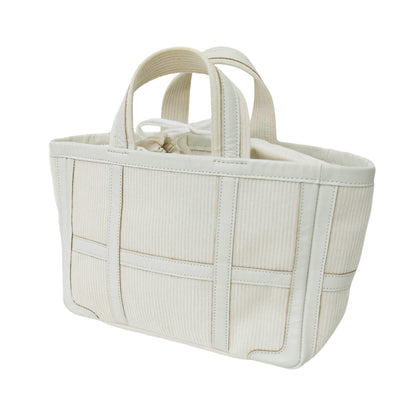 レザートリム コーデュロイ トートバッグ / ハンドバッグ コットン 牛革