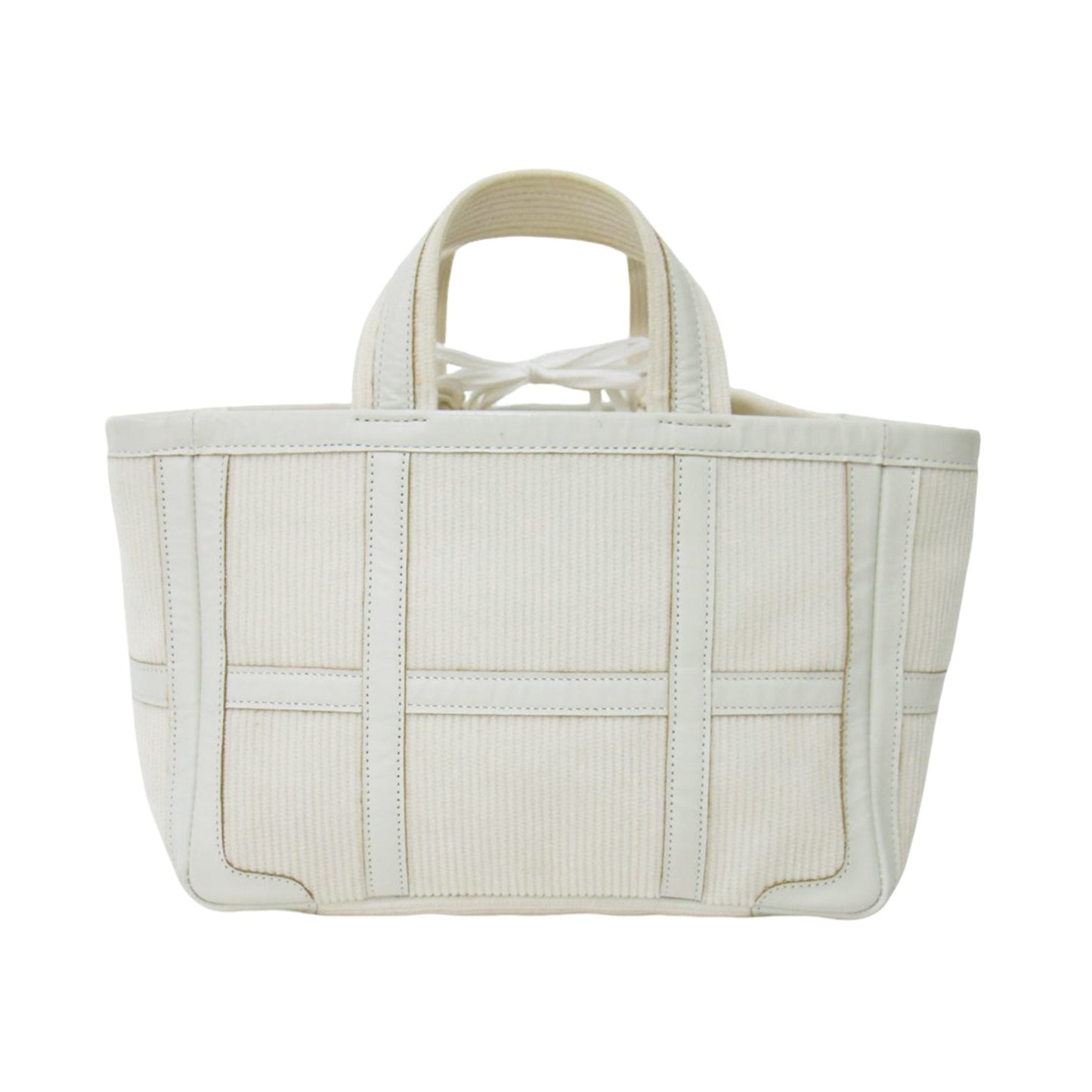 レザートリム コーデュロイ トートバッグ / ハンドバッグ コットン 牛革