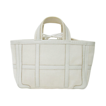 レザートリム コーデュロイ トートバッグ / ハンドバッグ コットン 牛革