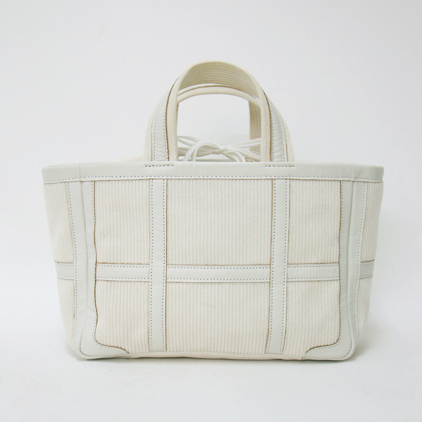 レザートリム コーデュロイ トートバッグ / ハンドバッグ コットン 牛革