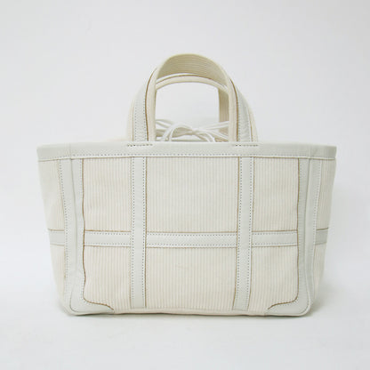 レザートリム コーデュロイ トートバッグ / ハンドバッグ コットン 牛革