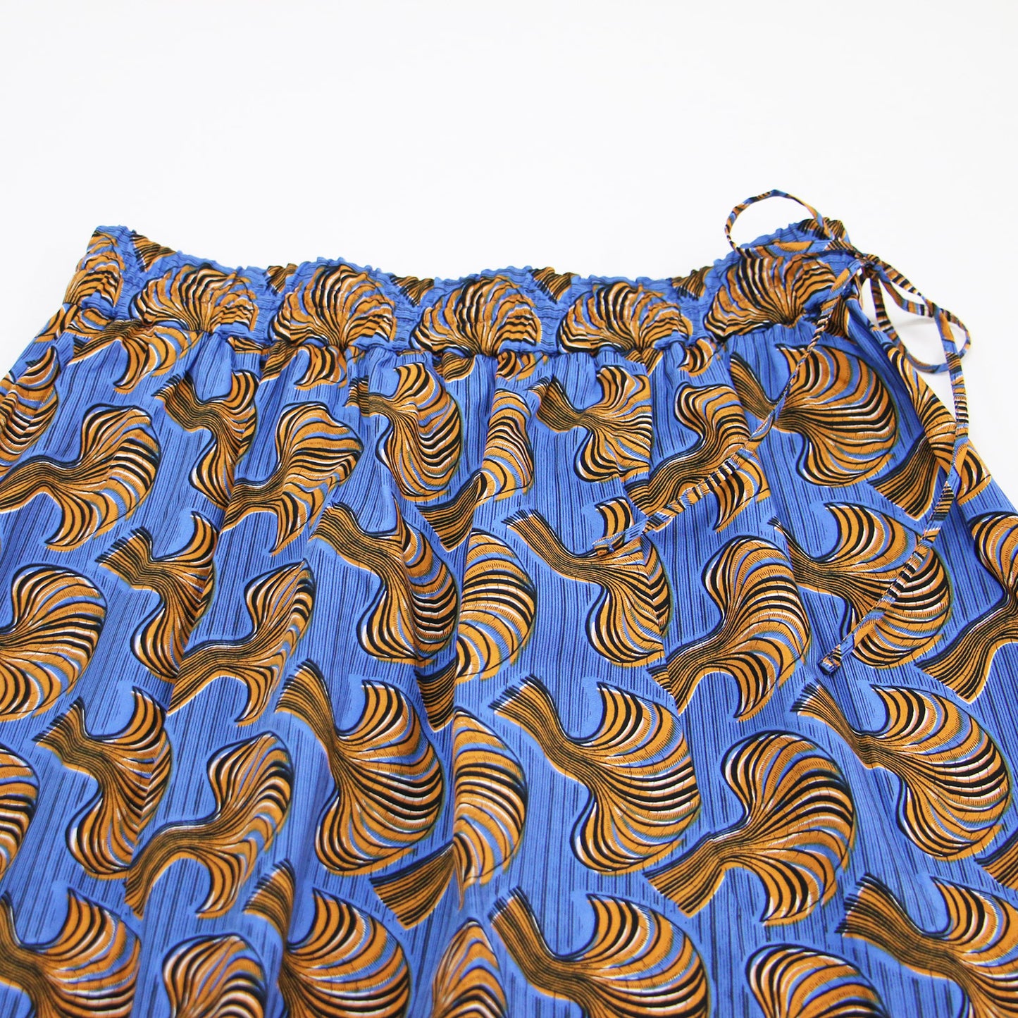 24春夏 アフリカンプリント ギャザー マキシ スカート / ロング丈 フレア ウエストゴム コットン レーヨン ウォッシャブル