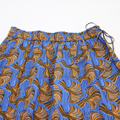 24春夏 アフリカンプリント ギャザー マキシ スカート / ロング丈 フレア ウエストゴム コットン レーヨン ウォッシャブル