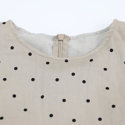 ドット フリル ブラウス / ノースリーブ シアー ギャザー ボリューム袖 コットン